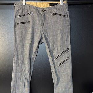 Rag & Bone Gray Plaid Pants with Zipper Accents